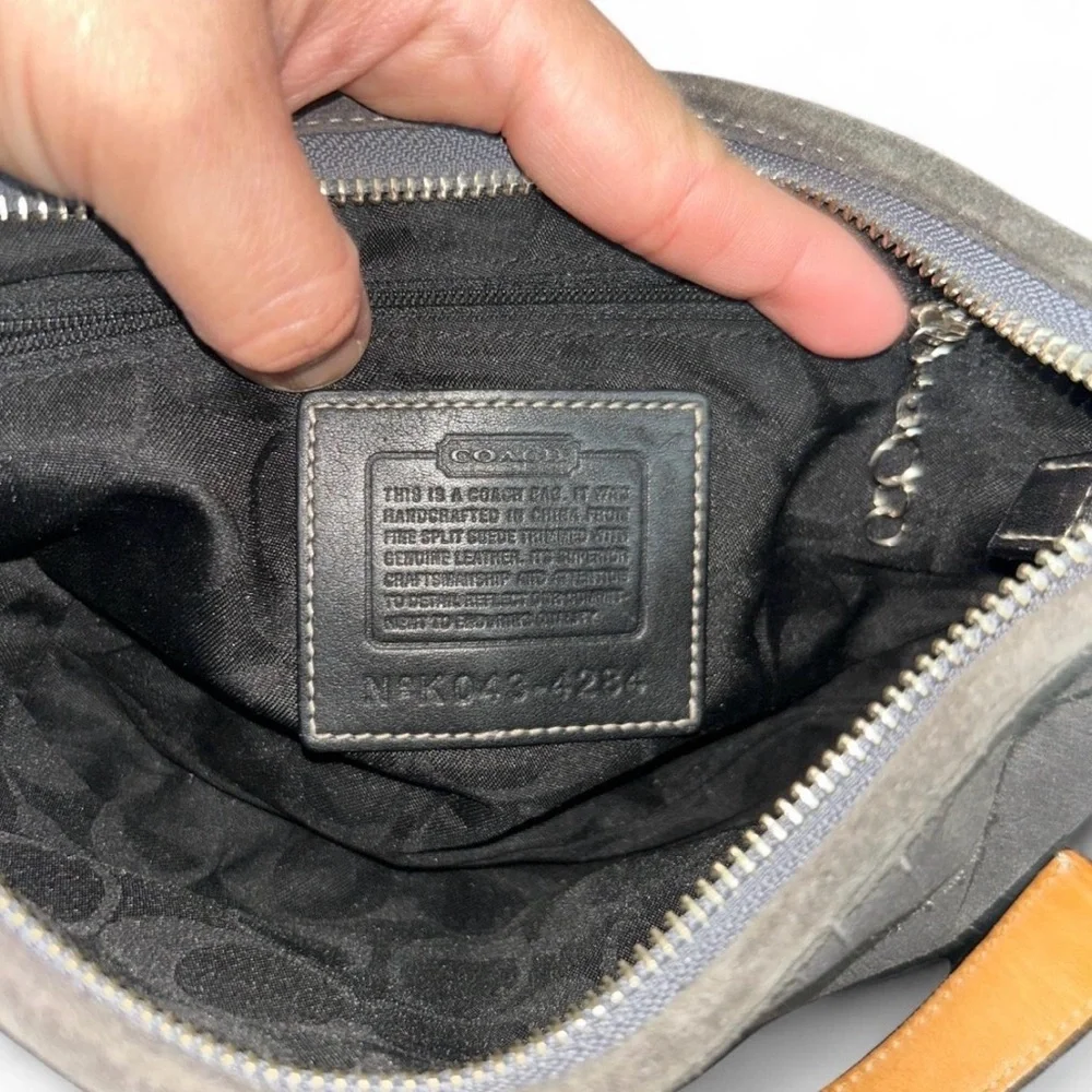 Coach Bag Suede Gray Shoulder Handbag
